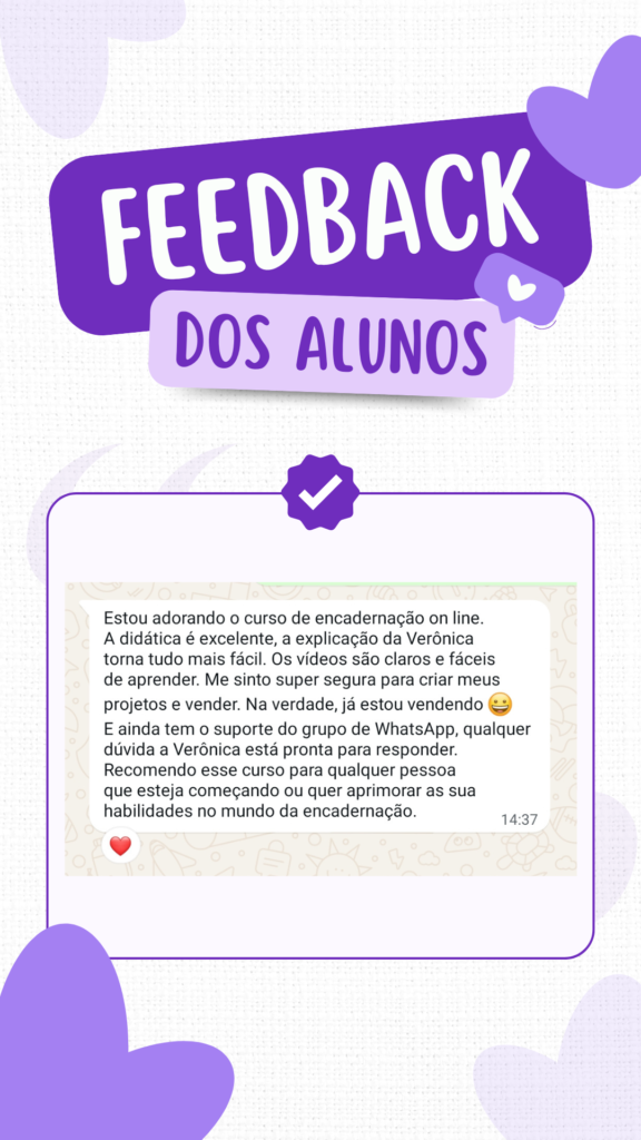 Feedback dos alunos do curso de encadernação